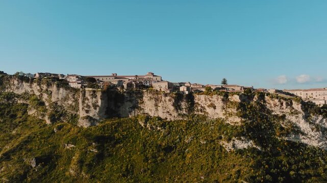 Tradition Calabria city in the hill called Gerace aerial panoramic view
