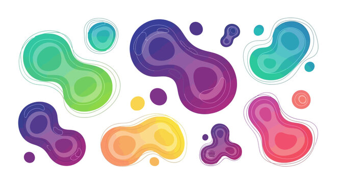 Abstract colorful blobs and organic shapes on white background
