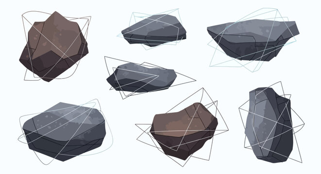 Abstract Geometric Rocks Collection - Polygonal Shapes