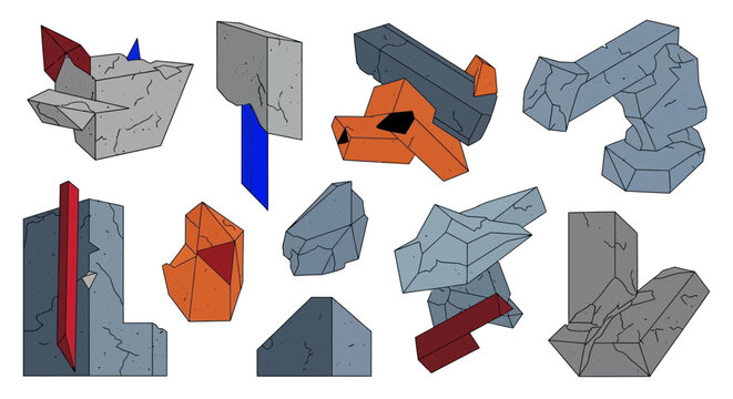 Abstract Geometric Shapes, 3D Rendered, Minimalist Design