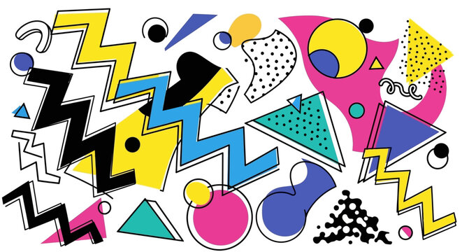 Retro 80s 90s Memphis Style Abstract Geometric Pattern Background