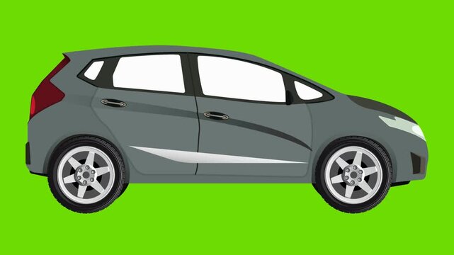 green car on white background