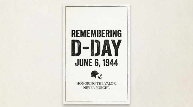 Commemorative poster honoring the historic military anniversary of D-Day invasion
