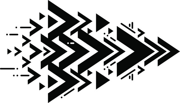 Abstract black arrow shape made of geometric triangles Vector