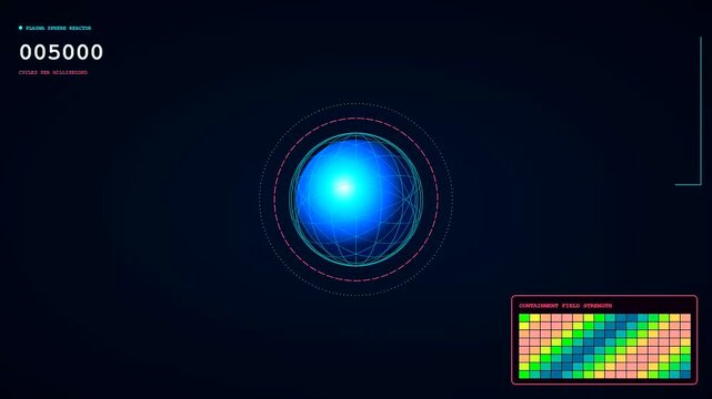 Scientific telemetry data tracks a high energy fusion reactor core inside a digital containment field as performance metrics increase rapidly during a power generation cycle.