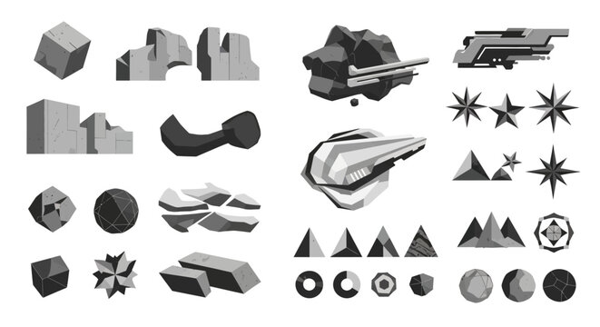 Geometric Shapes and Futuristic Objects Collection