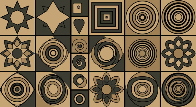 Geometric Patterns, Abstract Designs, Beige and Brown Abstract Shapes