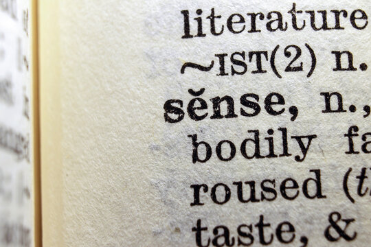 Word sense on dictionary page, macro close up