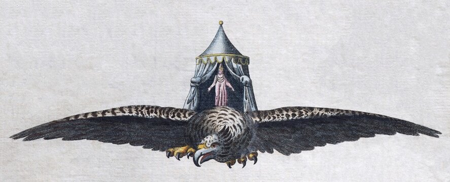 Roc bird, hand-colored copper engraving from children's picture book by Friedrich Justin Bertuch, Weimar, 1792