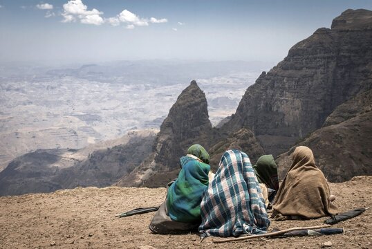 Shepherds, Simien Mountains, Ras Dashan or Ras Dejen, Ethiopia