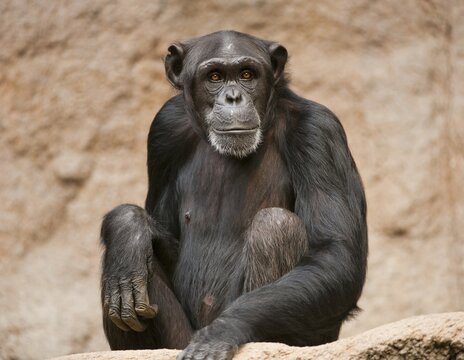 Western Chimpanzee or West African Chimpanzee (Pan troglodytes verus), captive, Saxony, Germany