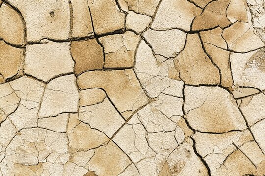 Parched soil, dry cracks after flooding, format-filling, drought, climate change, Andalusia, Spain