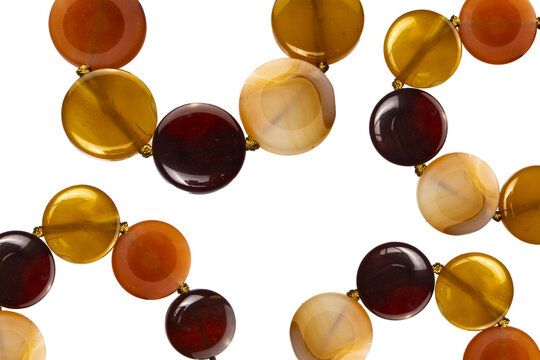 amber necklace isolated on white