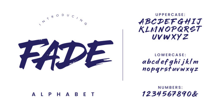 Fade bold brush font text design alphabet typography element isolated vector illustration