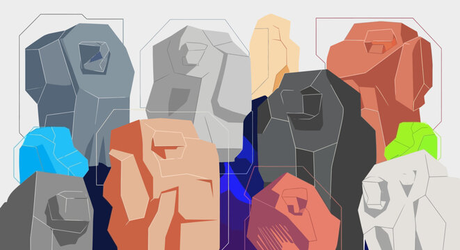 Abstract Geometric Shapes: Colorful Rock Formations