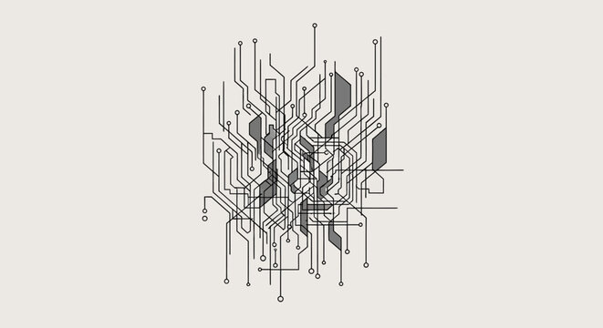 Abstract circuit board connections, digital network, technology background