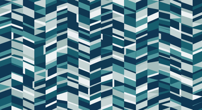 Abstract Geometric Pattern - Herringbone Mosaic Texture | Blue & Teal Shades