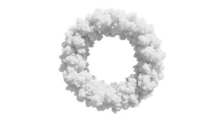 Fototapeta premium Wreath made of fluffy white clouds isolated on transparent background png