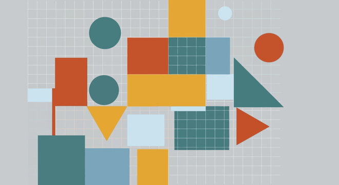 Geometric Abstract Shapes Background with Grid - Creative Design