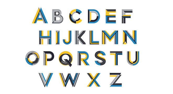 Modern Geometric Alphabet Letters, Uppercase, Decorative Font Style