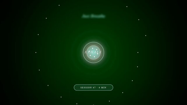 An elegant interface monitors mental wellness progress using a rhythmic breathing guide that pulses with gentle light and changing colors to induce deep relaxation.