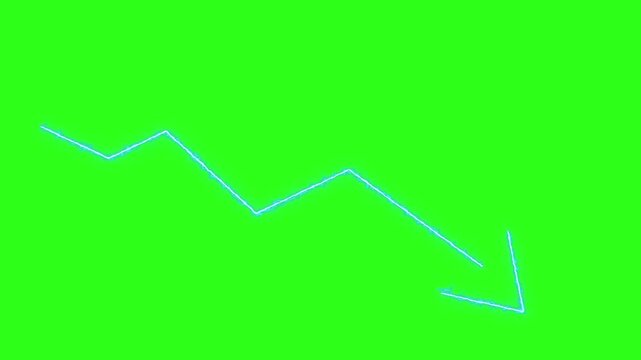 Animated blue electric arrow forming on a green screen background