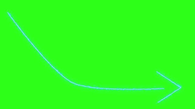 Animated blue electric arrow forming on a green screen background