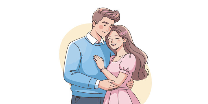Loving couple embracing each other warmly.