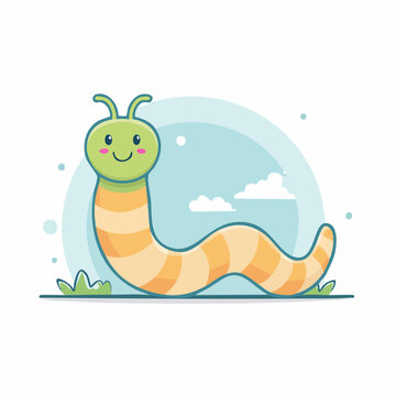 Cute Cartoon Worm Illustration