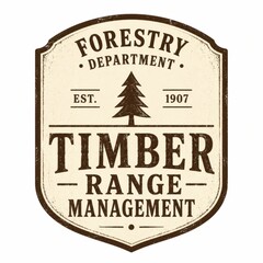 Obraz premium Vintage Forestry Department Timber Range Management Sign with Pine Tree Logo
