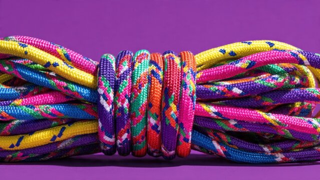 Vibrant Paracord Rope Tied in Knot