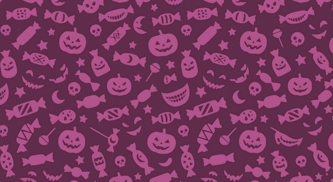 Halloween background, Cute Halloween candy and pumpkin seamless pattern background
