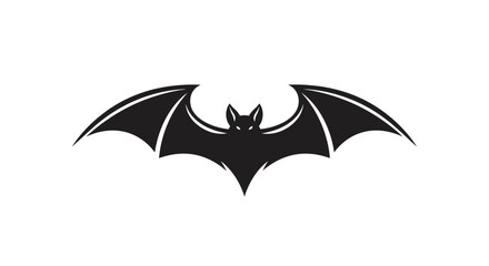 Fototapeta premium Black Bat Silhouette Flying with Spread Wings Isolated on White Background.