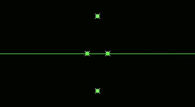 Green laser line hud with tracking markers for motion animation