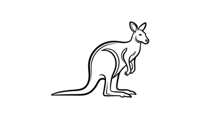 Simple line art illustration of a standing kangaroo. © Awaludin