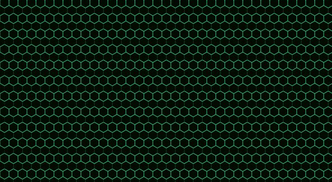 Green hexagon grid pattern motion animation background, for digital technology