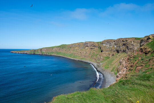 The beautiful coastal landscape of island of Grimsey in Iceland