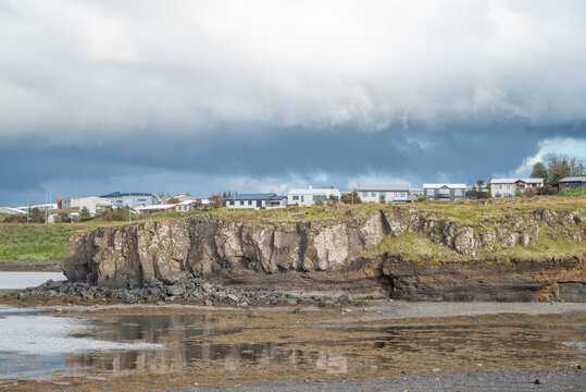 Coastline of city of Reykjavik in Iceland