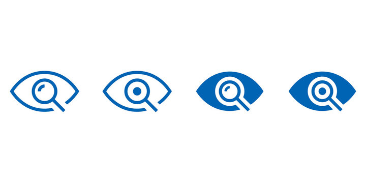 Eye Search Icon with Magnifying Glass &ndash; Visibility, Inspection and UI Navigation Vector Illustration