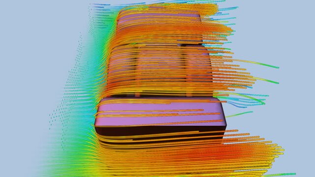 Mechanical part airflow simulation - CFD simulation Computational fluid dynamics