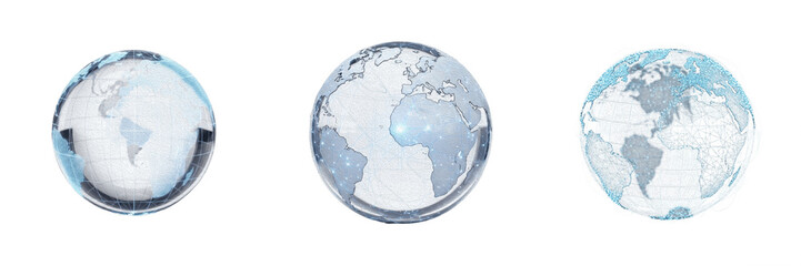 Fototapeta premium Glass Earth Globe PNG Set, Transparent World Spheres, Blue Planet Icons, 3D Geographic Models, Global Communication Symbols, Isolated Graphic Elements, Digital Earth Illustrations, Professional Busine