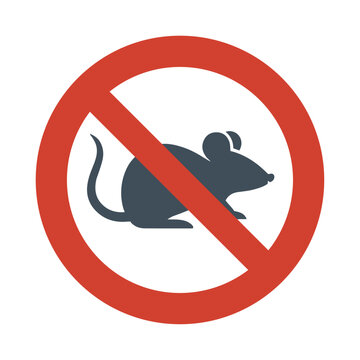 No Rat Prohibition Sign for Pest Control Hygiene Warning and Rodent Prevention Flat Vector Illustration