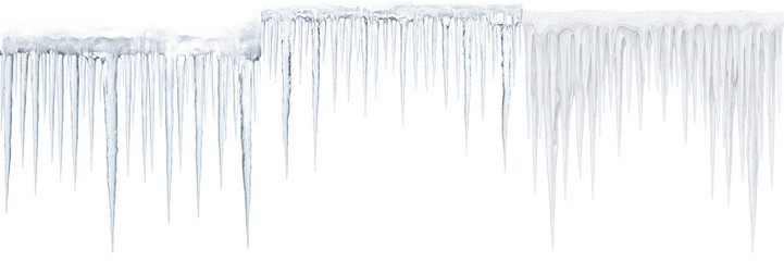 Frozen Icicles Winter Border Set Isolated on Transparent Background, Seasonal Cold Frost Elements for Christmas and Holiday Design © kingdom
