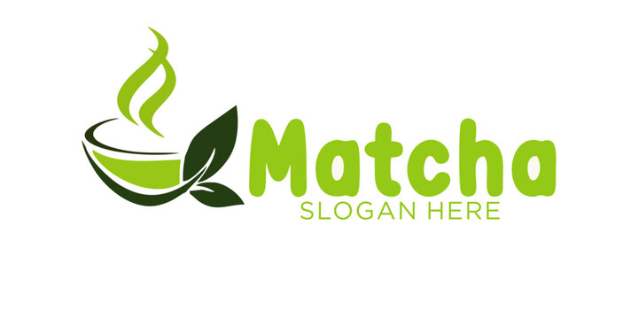 Vibrant matcha green tea logo with modern design elements