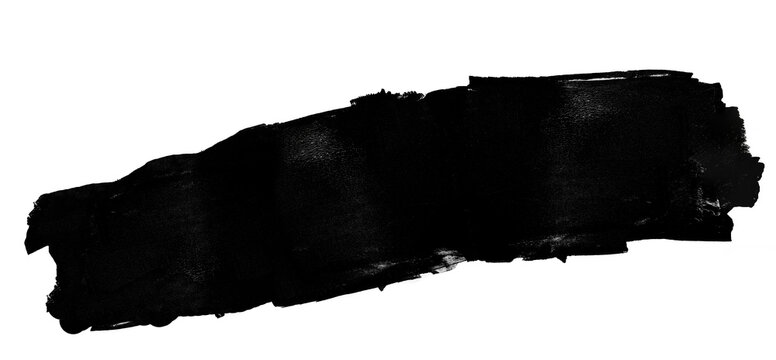 Black brush stroke banner cutout on transparent background