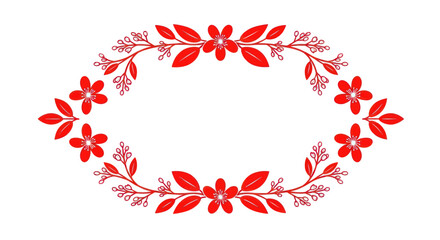 Elegant Red Floral Wreath Frame - Decorative Border for Invitations and Cards © heru