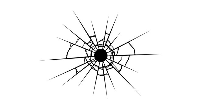 Cracked Glass Effect, Shattered Window, Impact Hole, Abstract Broken Surface