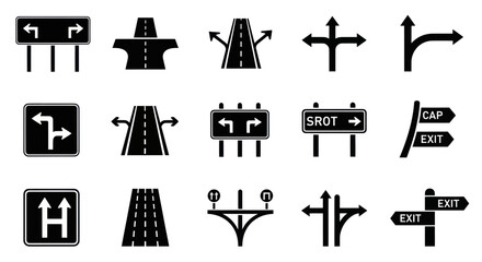 Road Signs and Directional Arrows Vector Icons Set © heru
