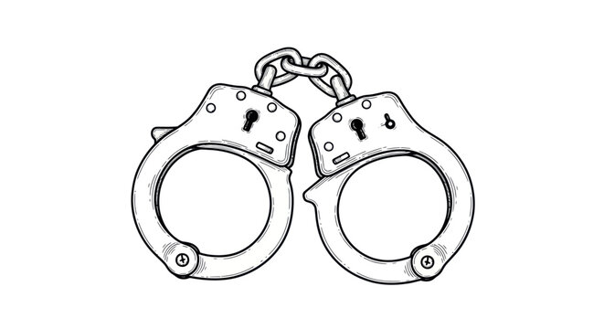 Handcuffs Illustration - Metal Restraints for Law Enforcement and Justice