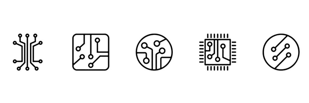 Modern Circuit Board Icon Set Vector Illustration for Website, App, Logo and UI Design